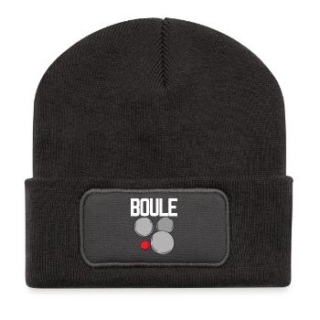 Boule boule boules pour bouler pétanque - Beanie recyclé à patch - charbon - Devant