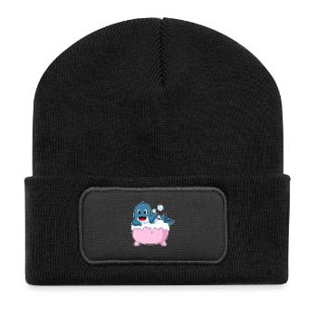 Delfin Baden Badewanne - Recycelte Patch Beanie - Schwarz - Vorne