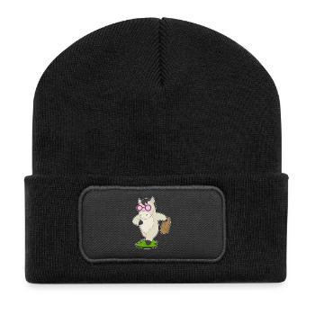 Pferd Unternehmer Aktentasche - Recycelte Patch Beanie - Schwarz - Vorne