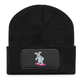 Rabbit Snowboarder Snowboard - Beanie recyclé à patch - noir - Devant