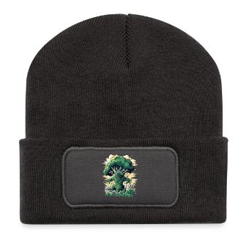 Riesen Brokkoli Monster Brokkoli - Recycelte Patch Beanie - Dunkelgrau - Vorne