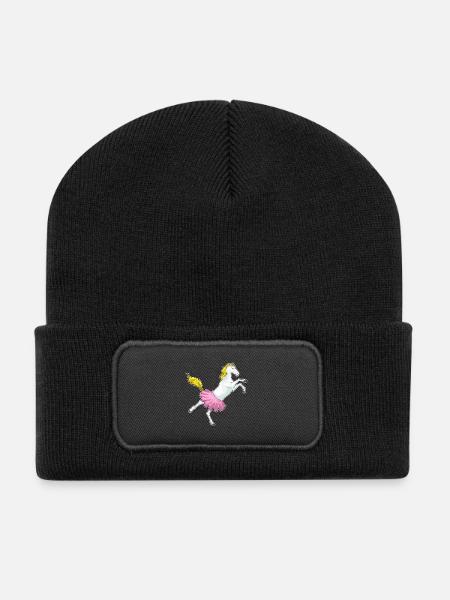 Pferd Ballerina Ballett Tanz - Recycelte Patch Beanie - Schwarz