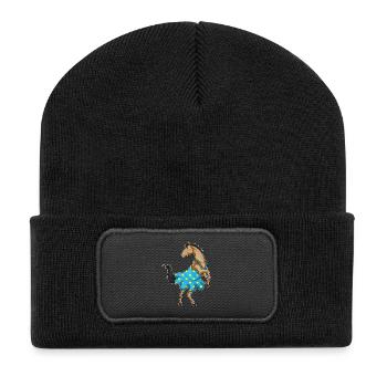 Pferd Polka Dots Kleid - Recycelte Patch Beanie - Schwarz - Vorne