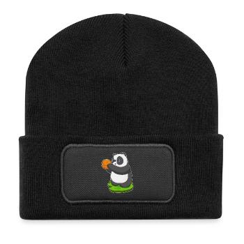 Panda Basketball Player Basketball - Recycled Patch Beanie - black - Front