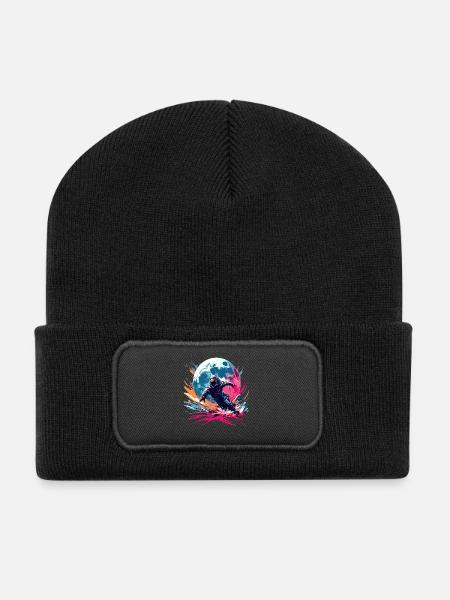 Astronaut Farbenfroh Mondläufer Astro Lauf - Recycelte Patch Beanie - Schwarz