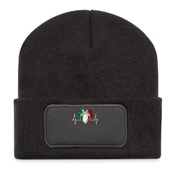 Mailand Skyline Italien Herzschlag Fan Love Milano - Recycelte Patch Beanie - Dunkelgrau - Vorne