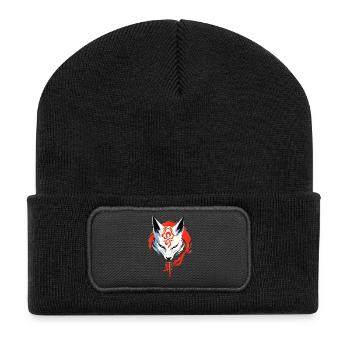 Kumiho Samurai Fuchs Maske Kitsune Japan Anime - Recycelte Patch Beanie - Schwarz - Vorne