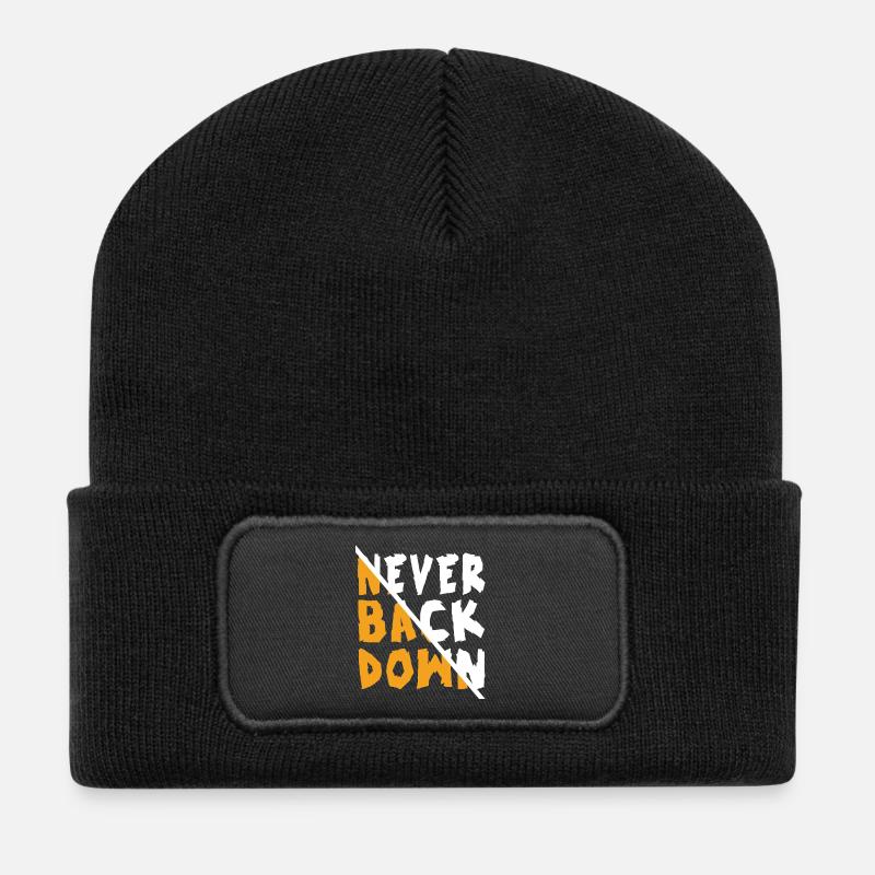 Never Back Down Design - Recycled Patch Beanie - black