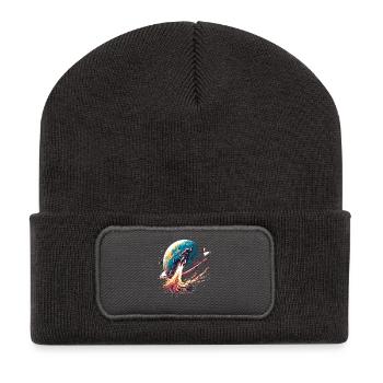 Art de la planète astronaute - Beanie recyclé à patch - charbon - Devant