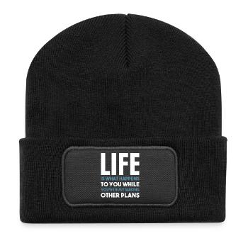Life happens (dark) - Recycled Patch Beanie - black - Front