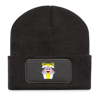 Forfait Noël lapin - Beanie recyclé à patch - charbon - Devant