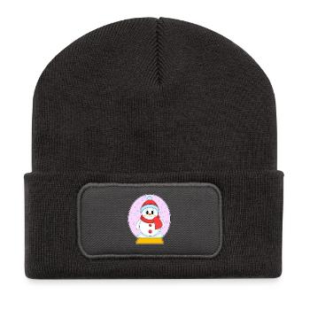 Bonhomme de neige Noël Heure d’hiver - Beanie recyclé à patch - charbon - Devant