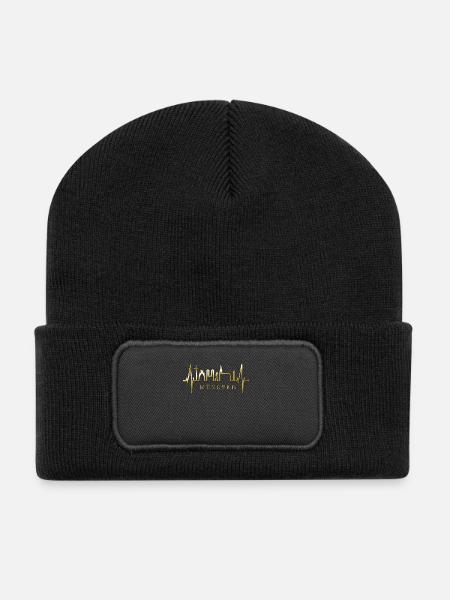 Münster Skyline Herzschlag Herz Liebe Love Münster - Recycelte Patch Beanie - Schwarz