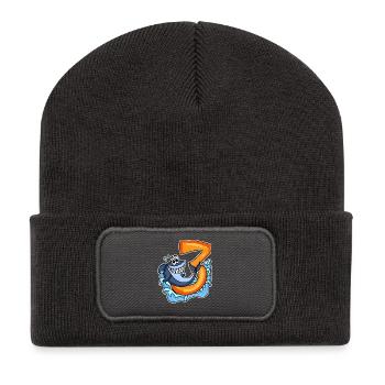 3rd Birthday 3 Year Old with Animal Motif - Three - Recycled Patch Beanie - dark grey - Front