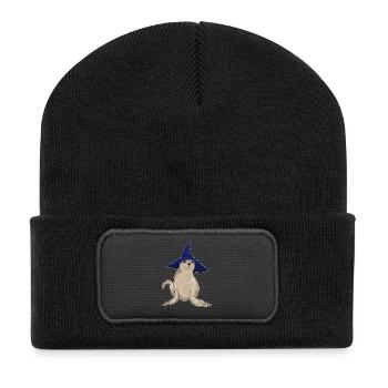 Chapeau de sorcière de phoque - Beanie recyclé à patch - noir - Devant