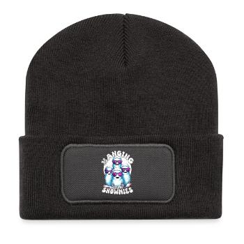 Hanging With My Snowmies Schneemann Schneemänner - Recycelte Patch Beanie - Dunkelgrau - Vorne