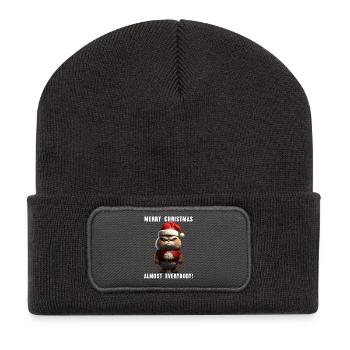 Joyeux Noël Grim Cat Noël tenue - Beanie recyclé à patch - charbon - Devant
