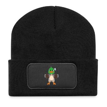 Duck Bodybuilder Dumbbells Bodybuilding - Recycled Patch Beanie - black - Front