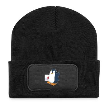 Pinguin Poker Pokerkarten Kartenspiel - Recycelte Patch Beanie - Schwarz - Vorne