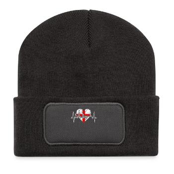 Freiburg im Breisgau Skyline Herzschlag Freiburger - Recycelte Patch Beanie - Dunkelgrau - Vorne