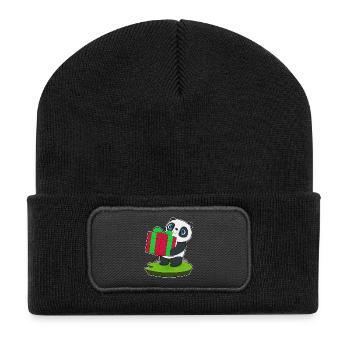 Panda Weihnachten Paket - Recycelte Patch Beanie - Schwarz - Vorne