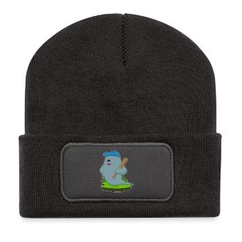Seehund Baseball Baseballschläger - Recycelte Patch Beanie - Dunkelgrau - Vorne