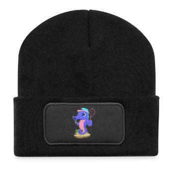 Seepferdchen Tennis Tennisschläger Sport - Recycelte Patch Beanie - Schwarz - Vorne