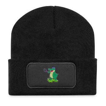 Crocodile Tennis Tennis Raquette Sport - Beanie recyclé à patch - noir - Devant