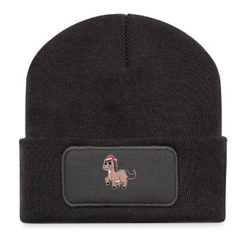Cheval de Noël - Beanie recyclé à patch - charbon - Devant