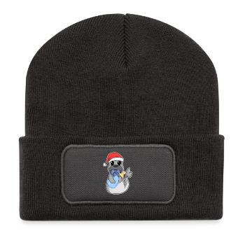 Bébé Lion de mer Noël - Beanie recyclé à patch - charbon - Devant