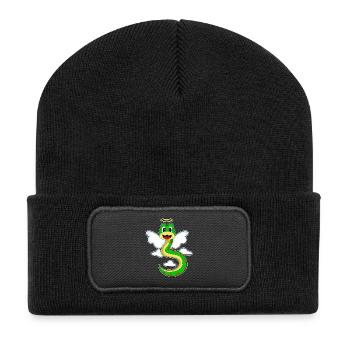 Schlange Engelsflügel - Recycelte Patch Beanie - Schwarz - Vorne