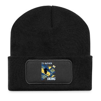 I'd Rather Ski - Ski Wintersportler Skifahrer - Recycelte Patch Beanie - Schwarz - Vorne