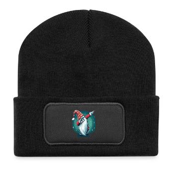 Dabbing Christmas Wichtel - Recycelte Patch Beanie - Schwarz - Vorne