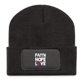 Foi Espérance Amour - Beanie recyclé à patch - charbon - Devant