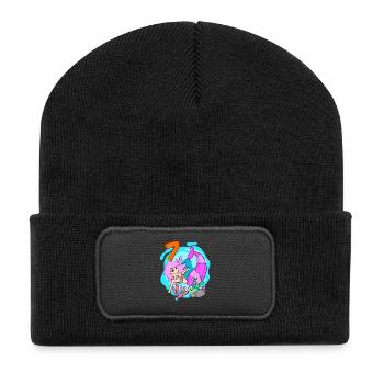 Fille 7 ans 7e anniversaire sirène - Beanie recyclé à patch - noir - Devant