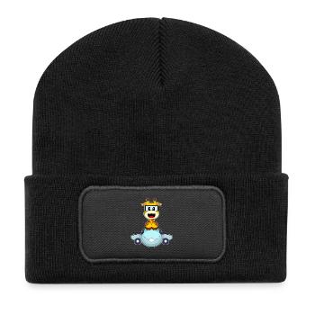 Giraffe Flugzeug - Recycelte Patch Beanie - Schwarz - Vorne