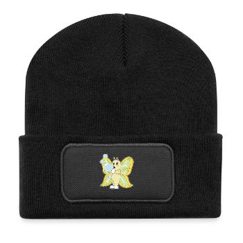 Bulles de savon papillon - Beanie recyclé à patch - noir - Devant
