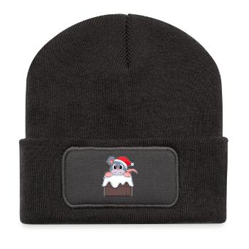 Chapeau de Noël de Souris - Beanie recyclé à patch - charbon - Devant