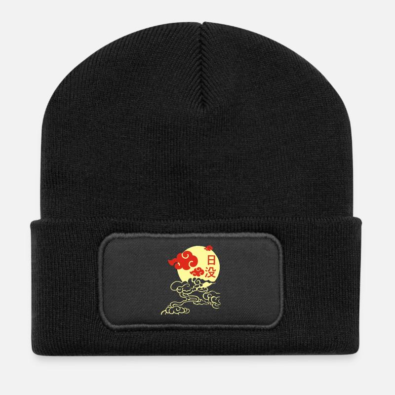 Coucher de soleil manga - Beanie recyclé à patch - noir