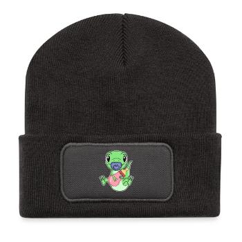 Motif de bébé lézard - Beanie recyclé à patch - charbon - Devant