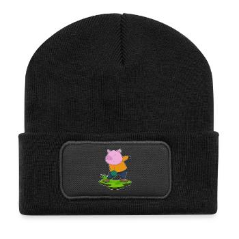 Cochon Bowling Bowling Ball Sport - Beanie recyclé à patch - noir - Devant