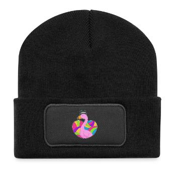 Cœur de flamant rose - Beanie recyclé à patch - noir - Devant