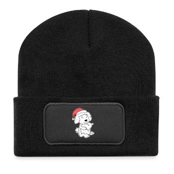 Caniche Chien Animal Noël - Beanie recyclé à patch - noir - Devant
