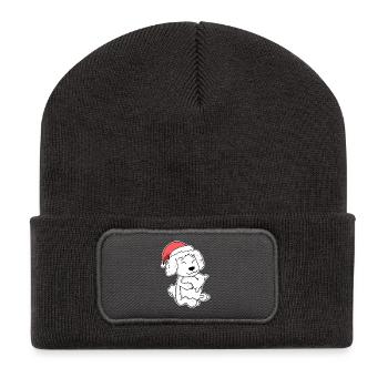 Caniche Chien Animal Noël - Beanie recyclé à patch - charbon - Devant