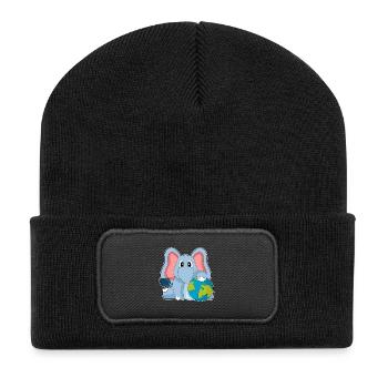 Elephant Earth Globe - Recycled Patch Beanie - black - Front