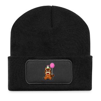 Ballon d’anniversaire de cheval - Beanie recyclé à patch - noir - Devant