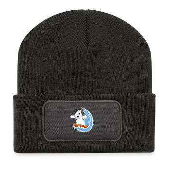 Geist Halloween Surfen - Recycelte Patch Beanie - Dunkelgrau - Vorne