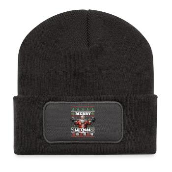 Merry Liftmas Pumper Bodybuilding Fitness Xmas - Recycelte Patch Beanie - Dunkelgrau - Vorne