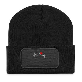 Helsinki Skyline Heartbeat Finnish Love Finland - Recycled Patch Beanie - black - Front