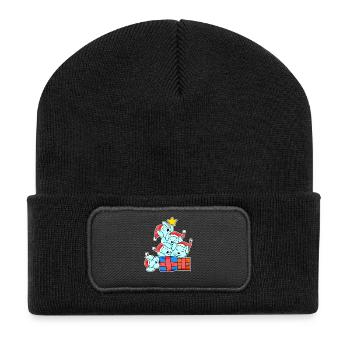 Lapin Arbre de Noël Noël - Beanie recyclé à patch - noir - Devant